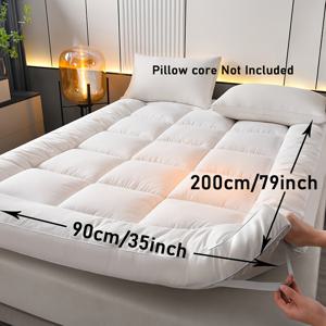 TEMU 1개 단색 소프트 매트리스 토퍼, 호텔 품질 타타미 매트 – 싱글/더블 침대용, 세탁 쉬운 바닥 패드 – 사계절 사용 가능, 침실, 기숙사, 게스트룸 & 캠핑에 적합 – 백투스쿨 시즌 완벽한 대형 매트리스