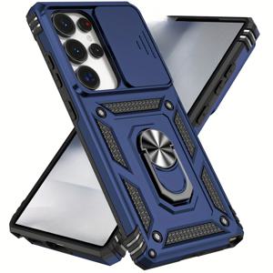 TEMU 휴대폰 케이스 - 충격 방지 듀얼 레이어 메탈 킥스탠드 카메라 커버 디자인, 삼성 갤럭시 S25 S24 23 22 FE 울트라 플러스용