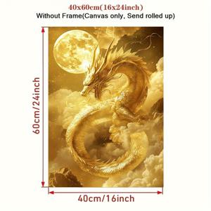TEMU 1개 캔버스 포스터 - 황금 용 - 액자 없는, 욕실 장식, 거실, 침실, 카페, 사무실에 적합 - 패셔니스타를 위한 선물 아이디어