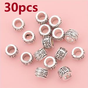 TEMU 60개/30개 패턴 대형 구멍 스페이서 비즈, 장식 패턴이 있는 루즈 원통형 스페이서 비즈, 팔찌, 목걸이, 발찌, 귀걸이, 헤어 장식, 펜던트, 폰 체인, 키체인 등 주얼리 제작에 적합