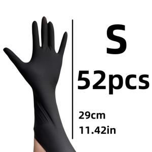 TEMU 32/52개입, 12인치 블랙 확장형 니트릴 장갑, 가정 청소, 주방 청소, 미끄럼 방지, 방수 기능, 세탁, 식기 세척용, 양손 사용 가능