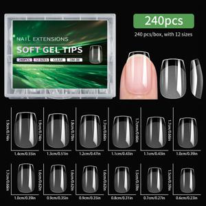 TEMU 240개 소프트 젤 네일 팁, 하프 매트 풀 커버리지 특징. 이 프레스온 네일은 아몬드, 스퀘어, 코핀 모양으로 제공되며 얇은 앞면과 두꺼운 뒷면이 있습니다. 여성 매니큐어에 이상적입니다.