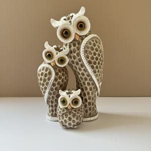 TEMU 1개 리얼리스틱 올빼미 가족 피규어 - 리빙룸, 책장, TV 스탠드용 레진 올빼미 장식 - 추수감사절, 어버이날, 졸업 선물, 장식용 우아한 올빼미 가족 조각상 (레진)