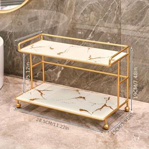 TEMU 1개 이중층 화장품 보관대, 대용량 디자인으로 메이크업, , 주얼리 등에 적합, 화장대, 욕실, 침실에 어울리는 스타일리시하고 실용적인 공간 정리 퍼퓸 정리함