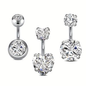 TEMU 6mm 곡선형 짧은 바와 반짝이가 내장된 세 개의 우아한 스테인리스 스틸 복부 버튼 링, 봄, 여름 해변 휴가 및 뮤직 페스티벌에 적합