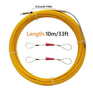 TEMU 3mm 파이버글라스 피쉬 테이프, 2개의 피쉬 벨트 조임장치 포함, 덕트 로더 피쉬 테이프 와이어 풀러, 벽 및 컨듀이트 배선용 비전도 전기 케이블 스레더 길이 33ft/49ft/66ft/98ft, 파이버글라스 케이블 풀러