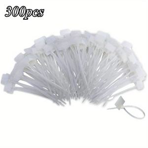 TEMU 300개 헤비듀티 나일론 자동잠금 케이블 타이 + 필기 가능한 코드 라벨 - 전자제품, 네트워크 케이블, 전선 정리용 필기 태그 - 고급 지퍼 타이 (300개)