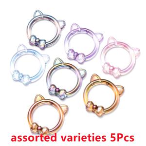 TEMU 40X11mm 고양이 패턴 레진 비즈 5개 세트, 주얼리 제작에 적합, 트렌디한 핸드메이드 비즈 팔찌, 목걸이 및 펜 장식 공예 용품