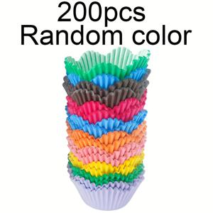 TEMU 200개 고온 내성 머핀 라이너 베이킹 컵, 섬세한 꽃잎 디자인 케이크 페이퍼 홀더, 오븐, 전자레인지, 냉장고 사용 가능, 랜덤 컬러