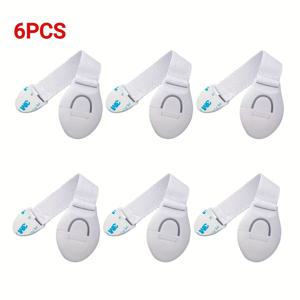 TEMU 6개 화이트 어린이 안전 잠금장치 - 설치 간편한 드릴 없는 서랍 및 문 래치, 아동 보호용, 내구성 있는 ABS 플라스틱 접착 스트립 포함, 캐비닛·냉장고 등에 적합, 디자인 | 안전 스티키 락