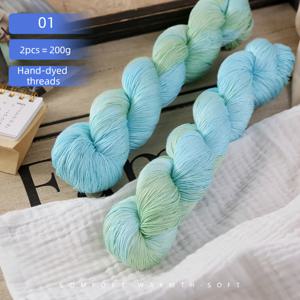 TEMU 2개 세트, 핸드다이 원사, 고운 레이스 원사, 컬러 니트, 니트 스웨터, 코바늘 오픈워크 상의, 핸드메이드 니트