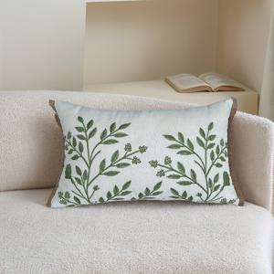 TEMU 사계절용 나뭇잎 이민에이션 핸드 자수 장식 베개 커버, 거실 소파 및 카우치, 침실용 기계 세탁 가능 폴리에스터 리넨 자수 쿠션 커버, 가구, 벤치, 현관용 홈 데코, 지퍼 클로저, 베개 속통 미포함-1개