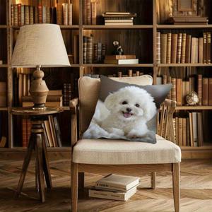 TEMU 귀여운 혀를 내민 디자인의 부드러운 흰색 강아지 인형 1개. 짧은 플러시 소재로 제작되었으며, 가정 및 차량 장식을 위해 17.7