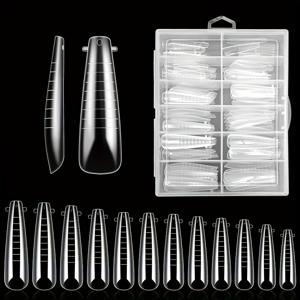 TEMU 네일 익스텐션용 듀얼 폼 120개입, 2가지 스타일 및 12가지 사이즈, 미용실 또는 프로젝트용 네일 팁 디자인을 위한 클리어 젤