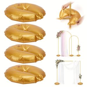 TEMU 골든 워터백 4개 세트, 아치 스탠드용 - 헤비듀티, 금속 마감 가득 채우기 가능, 웨딩, 생일, 파티에 이상적 - 두꺼운 플라스틱, 재사용 가능, 자동 밀봉 - 기념일, 젠더 리빌, 이벤트 장식에 완벽 | 럭셔리 골든 팩 | 반짝이는 금속 마감