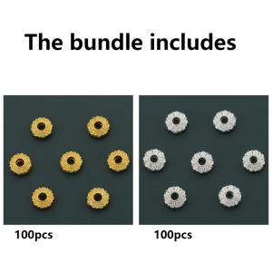 TEMU 100개/200개 UFO 스페이서, 원형 나사산 스페이서 비즈, 합금 와셔 포지셔닝 비즈, 5.7mm 꽃 비즈, 산술기용 납작 비즈, 장식 비즈, 큰 구멍 커넥터, 수제 팔찌, 목걸이, 폰 참, 키체인용 비즈 스페이서