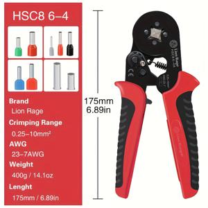 TEMU HSC8 6-4 E-Type 터미널 압착 펜치 (합금강 조, 전체 압착용), HSC8 6-6 라쳇 레버리지 와이어 압착 펜치