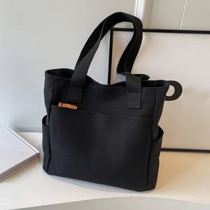 TEMU 여성용 스타일리시한 빈티지 캔버스 토트백, 다용도 포켓, 캐주얼 출퇴근, 직장, 학교에 적합, 선호하는 가방 스타일