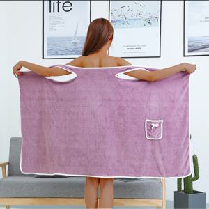 TEMU 1개 홈 흡수력 좋은 두꺼운 빠른 건조 포켓 타월, 31.45x53.15인치 코랄 플리스 웨어러블 타월 - 욕실, 침실 및 개인 공간용, 모던 디자인 내구성 있는 타월