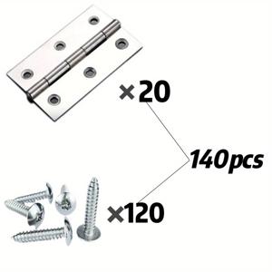 TEMU 스테인리스 스틸 고하중 도어 경첩 및 나사 140개, 녹 방지, 부드러운 작동, 금속 구조, 간편한 설치, 캐비닛, 창문, 나무 상자문에 적합