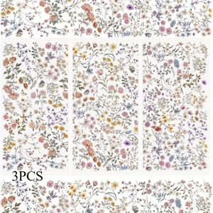 TEMU 3개입 누르기 전사 스티커 꽃무늬 패턴 데칼 가구 공예 장식 스크랩북 사진 앨범용, 15 * 30Cm 공예 용품 & 스티커