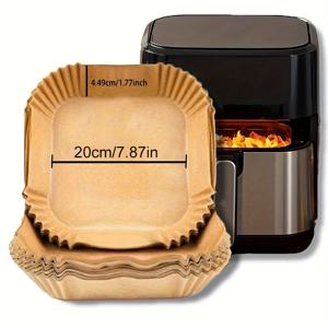 TEMU 100개 특대형 원형 논스틱 에어프라이어 라이너 - 7.9인치 베이킹 페이퍼, 편리하고 냄새 오염 없는 냄비, 기름 방지 및 방수, 내솥 세척 용이, 식품 등급