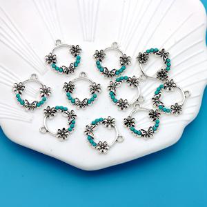 TEMU 10개 소규모 비즈니스 용품 아연 합금 도금 앤티크 실버 블루 플라워 참 펜던트 DIY 주얼리 만들기용 - 팔찌/귀걸이, 목걸이용 나비 꽃 펜던트, DIY 주얼리 및 액세서리용 패션 플라워 펜던트, 목걸이, 팔찌, 귀걸이, 키체인, 핸드폰 체인, 가방 장식에 이상적