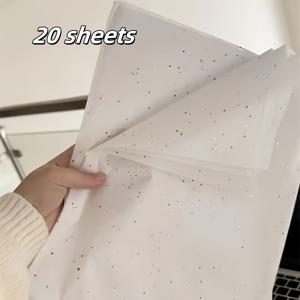 TEMU 20/60장 QOQI 화이트 글리터 얇은 종이 - 20x14인치 처리된 크래프트지 선물 포장용, 방습 의류 및 와인 포장, 깨지기 쉬운 물품 보호 - 생일, 크리스마스, 발렌타인데이 장식 필러, 선물 랩핑 페이퍼, 축하 행사 장식, 우아한 , 방수 소재