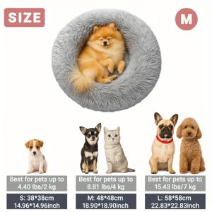 TEMU 고양이와 강아지용 아늑한 도넛 모양 강아지 침대 매트리스 - 부드럽고 푹신한 인조 모피, 따뜻하고 긴 플러시 쿠션, 소형, 중형 및 대형 반려동물에게 적합 - 다양한 크기로 제공 (15