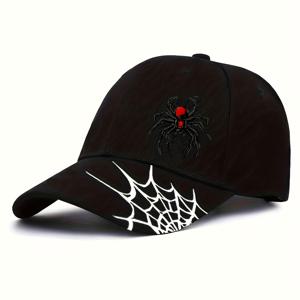TEMU 1개, 거미줄 요소 프린트 야구 모자, 남녀공용 스포츠 햇빛 가리개 모자, 트렌디한 패셔너블 야외 브림 모자
