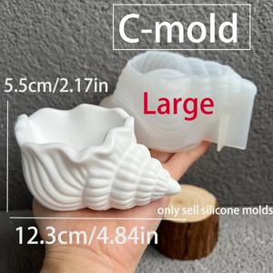 TEMU 1개 - 조개 촛대 주머니 레진 몰드, 별모양 해파리 석고 트레이 실리콘 몰드, 콘크리트 보관 상자 촛대, 에폭시 레진 석고, 촛대 받침, 화분, 공예 장식 (다양한 크기)