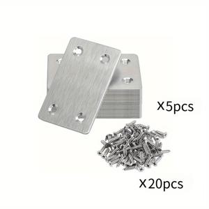 TEMU 튼튼한 평면 4홀 브래킷과 나사 25개 세트 (브래킷 5개, 나사 20개)와 평면 장착 코드 및 접시머리 나사 라인 포함. 가구, 나무, 선반, 캐비닛 및 기타 하드웨어 고정용으로 설계되었습니다.