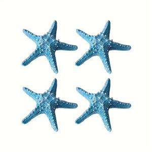 TEMU 파란색 바다성게 장식 4개 세트, 레진 해양 별 조각상, 다용도 미술 공예 (책장, 집, 거실, 사무실, 카페 장식용), 탁상 장식, 현관 장식품