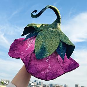 TEMU 장미빨간색 나팔꽃 모양 펠트 모자 1개, 축제 파티 모임 카니발 코스튬 모자, 펠트 공예 모자, 할로윈 코스튬용, 숲 테마 사진 촬영 의상용, 숲 엘프 스타일, 무대 코스튬 아이템