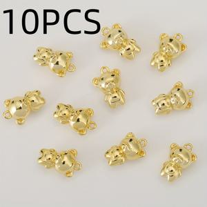 TEMU 10개입, 유럽 및 미국 패션 - 구리 제작 - 정교한 작은 곰 - 남녀공용 스타일리시 펜던트, 목걸이, 귀걸이, 체인 장식, 펜던트 및 팔찌 걸이용으로 적합