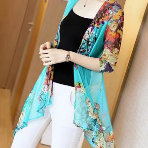 TEMU 여성 가디건, 신상 일본/한국 스타일, 여름용 미디 기장 루즈핏 메쉬 통기성 얇은 7부 소매 비치 코트