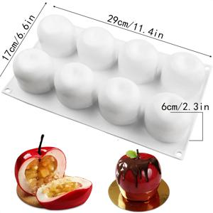 TEMU 8구 애플 실리콘 몰드 (모즈 케이크, 디저트, 빵, 초콜릿, 과일, 푸딩, 젤, , 크리스마스 케이크 장식용). 논스틱, 분리 용이, 사과 모양