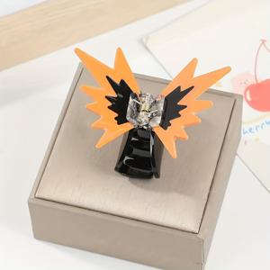 TEMU 2개 세트 아크릴 나비 머리핀 - 블랙 & 오렌지색 날개 디자인, 중간 사이즈 가벼운 헤어클립 (할로윈, 파티, 캐주얼 및 정장용) - 섬세한 동물 테마 액세서리, 생동감 넘치는 컬러, 세밀한 공예품, 내구성 있는 장식 핀, 페스티벌 스타일링, 할로윈 코스튬 애호가를 위한 장식 머리핀