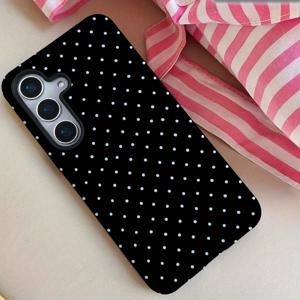 TEMU 폰 케이스: 블랙 도트 패턴 갤럭시 S25 울트라 케이스 4G 5G 매직 래빗 패턴 매트 블랙 소프트 케이스 s23울트라/s23플러스/s22/s22플러스/s22울트라/s21/s21플러스/s21울트라/s23/s24/s24플러스/s24울트라/s20fe/s24fe/A16/A15/s25/s25플러스/s25울트라/A26/A36/A56