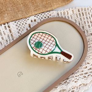 TEMU 새로운 창의적인 디자인 테니스 라켓 헤어 클립 1개, 세련된 뒷머리 번 클립 상어 클립, 포니테일, 번, 축제 및 선물용으로 적합한 대형 사이즈, 축제 분위기 헤어 추가, 포니테일 홀더, 재미있는 디자인