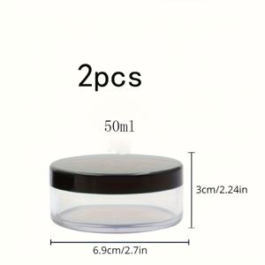 TEMU 2개 세트, 플라스틱 소재의 빈 화장품 용기 (여과기 포함), 휴대용 30G/50G 사이즈로 제공, 무광 블랙 뚜껑 - 여행 및 이동 중 메이크업에 적합