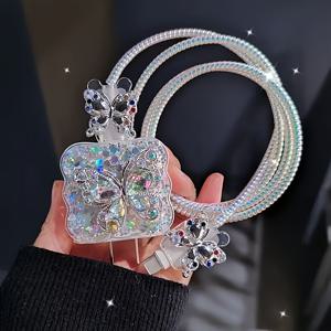 TEMU 애플 20W/18W 고속충전기용 5개입 나비 라인스톤 충전기 보호 케이스, 애플 어댑터용 플라스틱 커버, 아이폰 충전기 케이블 보호 커버, 꼬임 및 파손 방지