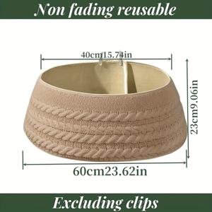 TEMU 1개 농가 스타일 크리스마스 트리 칼라 - 러스틱 레드 & 브라운, 인공 나무 호환 가능, 크리스마스, 생일, 겨울, 부활절, 캐나다 축제용 장식품 - 내구성 있는 폴리에스터 베이스, 연중 사용 가능한 데코, 컨트리 크리스마스 장식, 꼬인 로프 디테일, 핸드메이드 느낌, 니트 디자인, 홈 , 할로윈 장식