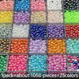 TEMU 1050개 25색상 6mm AB 라운드 아크릴 비즈 세트, 주얼리 만들기 DIY 공예용 팔찌 목걸이 폰 체인 핸드메이드 소품, 비즈링 및 주얼리 액세서리