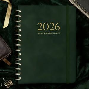 TEMU PU2026 패션 가죽 플래너, 학생 노트북/비즈니스 노트북/선물 선호, 스타일리시한 업무 및 학습 생산성 세트, 크리스마스 선물