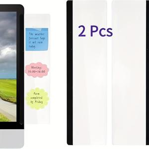 TEMU 2개 투명 모니터 사이드 패널 메모 보드 - 접착식 설치 불필요, PC/노트북/책상 호환, 공간 절약형 데스크 오거나이저, 홈 & 오피스 작업 효율성, 디자인, 내구성 플라스틱, 원격 근무자용