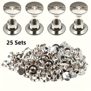 TEMU 가죽공예용 리벳 25세트 - 모녀 나사, 맞물림 나사 M5x4mm, 십자 드라이버용 스터드, DIY 가죽 수리, 벨트, 신발, 지갑, 레시피북, 사진첩, 공예용 패스너에 적합