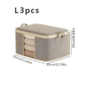 TEMU 우아한 부직포 수납 가방 3개 세트 - 옷, 이불, 옷장, 침실 및 침대 밑 수납 정리를 위한 대용량 방진 가방 | 다기능 가정용 수납, 공간 절약형 디자인, 강화된 솔기, 좁은 공간에 적합
