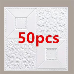 TEMU 50개/80개 폼 자체 접착 충격 방지 벽지 3D 벽 패널, 붙였다 떼는 인쇄 가능한 페이크 벽돌 벽지 스티커, 실내 벽 장식, 천장, 욕실 홈 데코