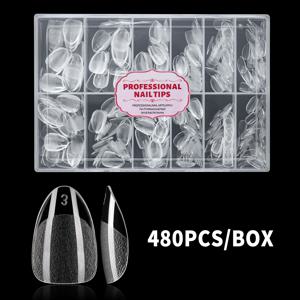 TEMU 480/216피스 울트라숏 아몬드 인조네일, 프리폼드 아크릴 인조네일, C커브 디자인 - 발렌타인데이 네일아트 세트, 러프 매트 프레싱 네일 스티커, 홈 DIY용